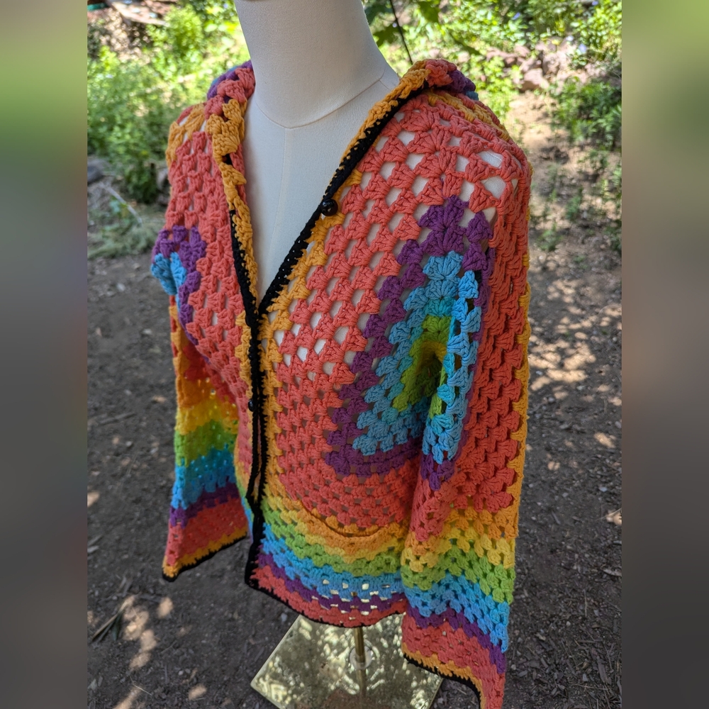 UNIF Rainbow Colorful Crochet Cardigan - Picture 5 of 8